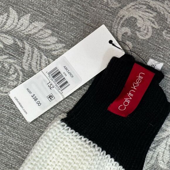 Calvin Klein Unisex Black Striped Scarf One Size - Picture 2 of 3